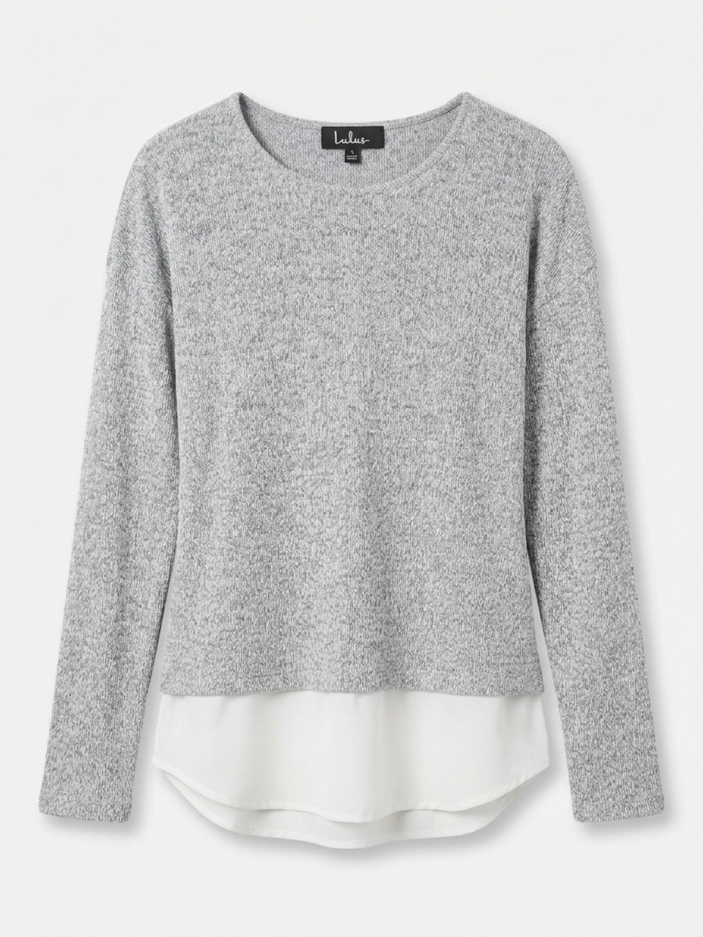 Lulus Gray & Ivory Layered mixed media Sweater Size Small